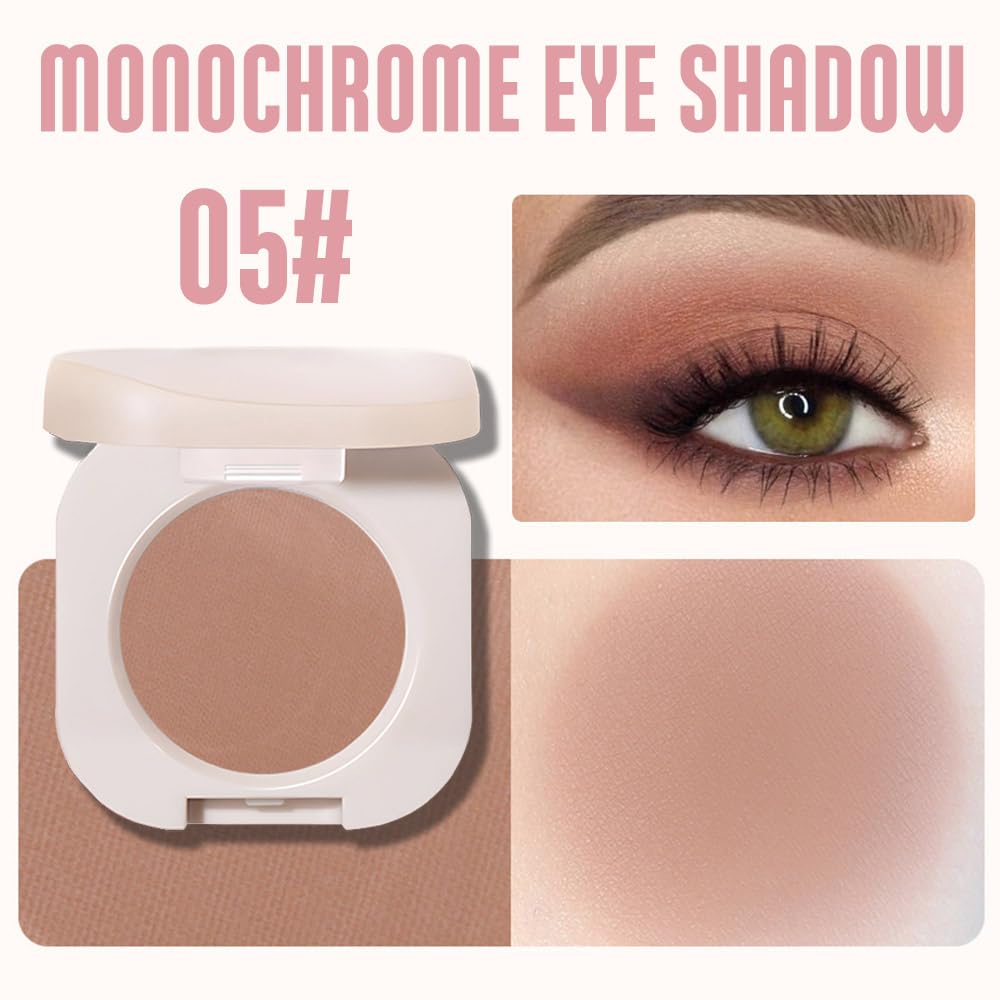 Matte Eyeshadow Monochrome, Dark Nude Eye Shadow Makeup, Neutral Matte Pressed Powder, Single Vegan Eyeshadow, Highly Pigmented Natural Eyeshadow Palette, Single Long Lasting Deep Nature Eye Make 05#-Velvo Beauty