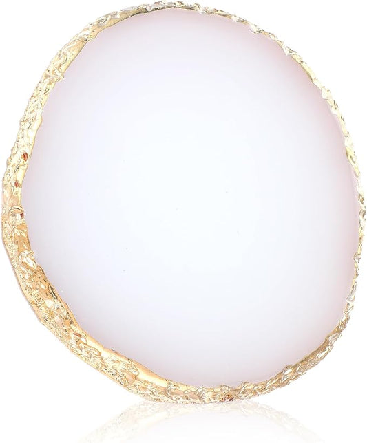 Resin Nail Art Palette Gold Edge Nail Holder Heart Shaped Color Makeup Foundation Mixing Tools Display Board Gel Nail Art Color Mixing Palette Painting Tray Manicure Tool (Irregular White)-Velvo Beauty