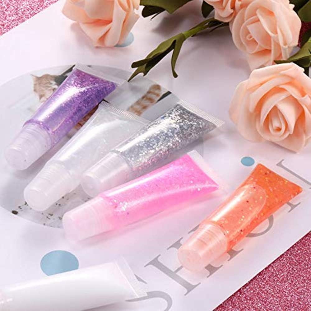 JIAKAI 10ml Mini Clear Refillable Empty Tubes Lip Gloss Balm Container,Soft Tubes Makeup Box,Shampoo Samples Empty Tubes with Screw Cover (10pcs)-Velvo Beauty