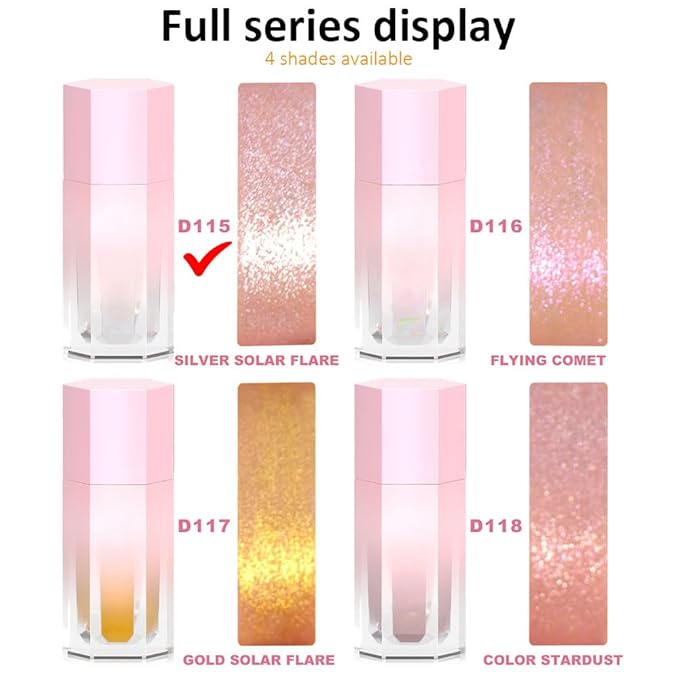 evpct White Silver Face Highlighter Makeup Liquid for Face Pearl White Face Shimmery Shimmer Foundation Powder Highlighter Makeup Palette Stick Body Highlighter Fairy Shimmer Glitter Bomb Illuminators-Velvo Beauty