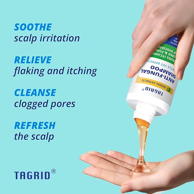 TAGRID Anti-Fungal Shampoo 300mL – Scalp Treatment for Psoriasis, Seborrheic Dermatitis, Folliculitis, Dandruff & Itchy Flaky Scalp – Soothing Plant-Based Formula for Men & Women-Velvo Beauty