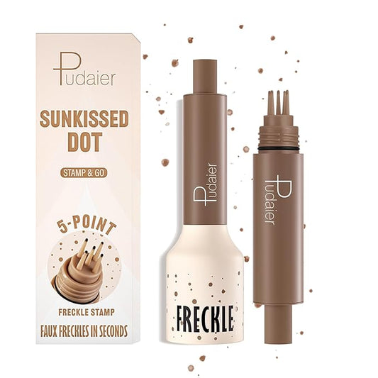 Freckle Stamp Pen, Fake Freckles Stain Marker,5-Dot Faux Liquid Freckle Stamp Cushion for Natural and Lifelike Sunkissed Makeup,Quick Dry Long-Lasting Face Freckle Pencil Tool,04#Caramel-Velvo Beauty