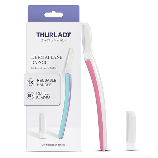 Face Razors for Women, Reusable Handle with 19 Microblades, Dermaplane Razor for Women Face, Eyebrow & Facial Razors, Peach Fuzz Remover, Gentle Exfoliating, for Sensitive Skin (Pearl Blush)-Velvo Beauty