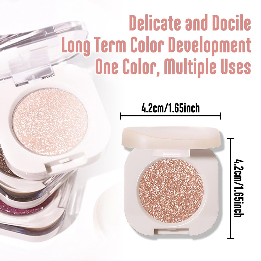 Single Nude Rose Gold Shimmer Eyeshadow,Monochrome Eye Shadow,Apply Make Up Easily,Glitter Single Eyeshadows 24 Hour Eye Makeup Longwear Waterproof-Velvo Beauty