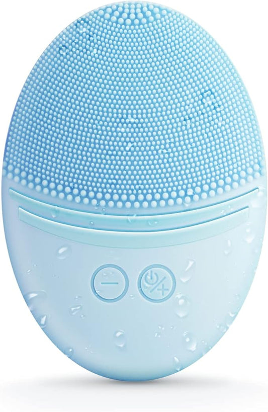EZBASICS Facial Cleansing Brush, Waterproof Sonic Vibrating Face Brush for Deep Cleansing, Gentle Exfoliating and Massaging, Inductive charging (Blue)-Velvo Beauty