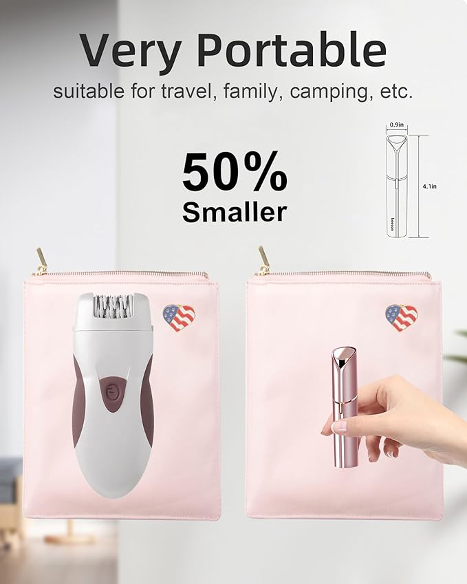 Facial Hair Removal for Women, Painless Womens Facial Hair Remover with 2 Replacement Heads, Lipstick-Sized, USB Rechargeable, Facial Hair Remover for Upper Lip,Chin,Peach Fuzz,Mustache (Pink)-Velvo Beauty