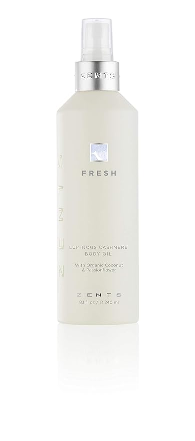 Zents Luminous Cashmere Body Oil (Fresh Fragrance) | Moisturizing Body Oil with Vitamin E & Organic Coconut Oil | Softens & Smooths Skin | 8 fl oz-Velvo Beauty