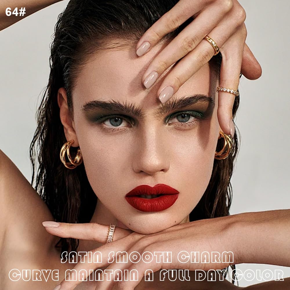 evpct 2Pcs Vivid Red Matte Lip Liner and Lipstick Combo Set for Women, Red Lip Combo Set Liquid Lips Stick Gloss and Lipliner Stain Set Long Lasting Waterproof, Lips Makeup 24 Hours labiales originale-Velvo Beauty
