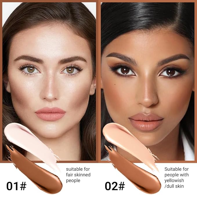 evpct 4 Color Contour Stick Makeup Set Concealer Bronzer Stick Cream Contour Palette Contour Contouring Makeup Kit for Beginner Face Highlighter Makeup Stick Liquid Contour contorno maquillaje 01+02-Velvo Beauty