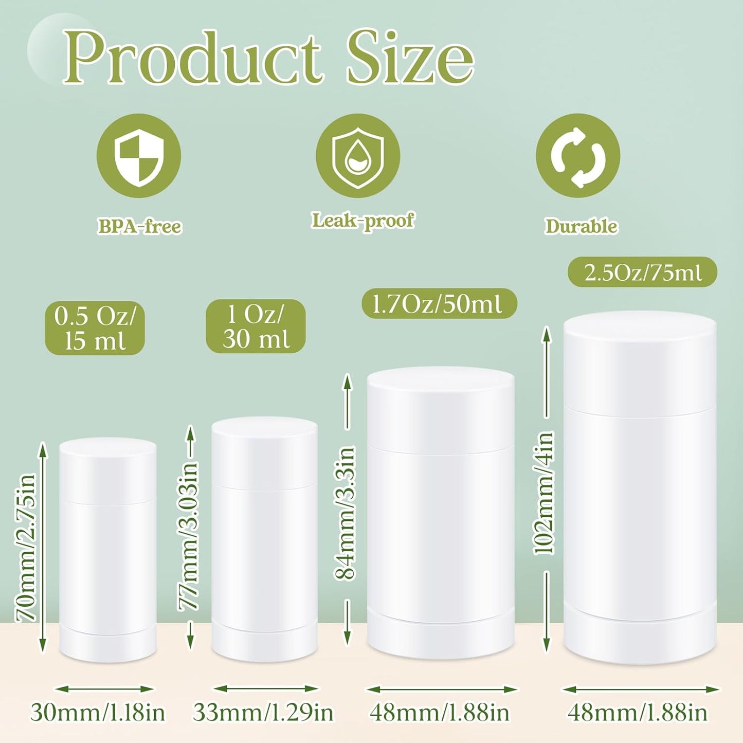 30 Pcs Empty Deodorant Containers Twist up Filling Stick Plastic Deodorant Container Refillable Bottles Bottomfill Round Lip Balm Tubes for Homemade DIY Lipstick Crayon(15 ml,White)-Velvo Beauty