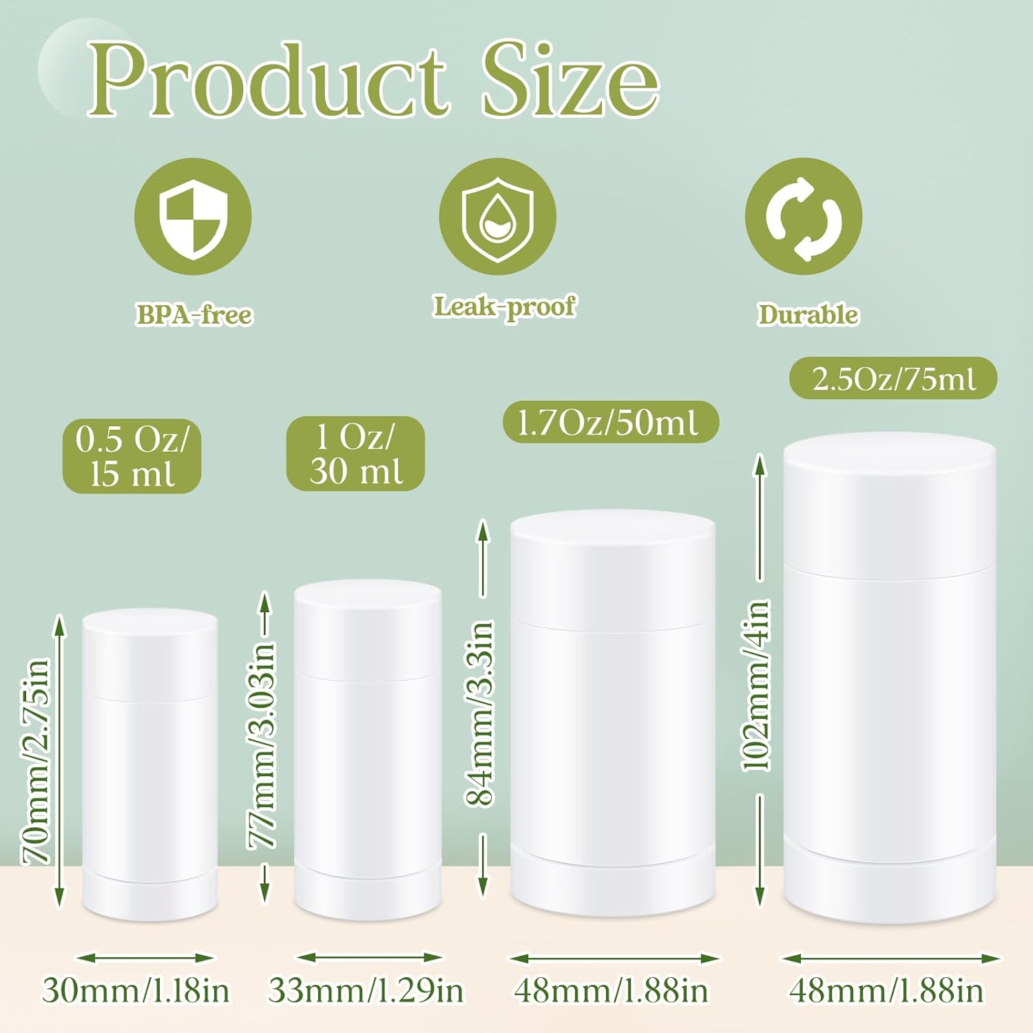 30 Pcs Empty Deodorant Containers Twist up Filling Stick Plastic Deodorant Container Refillable Bottles Bottomfill Round Lip Balm Tubes for Homemade DIY Lipstick Crayon(15 ml,White)-Velvo Beauty