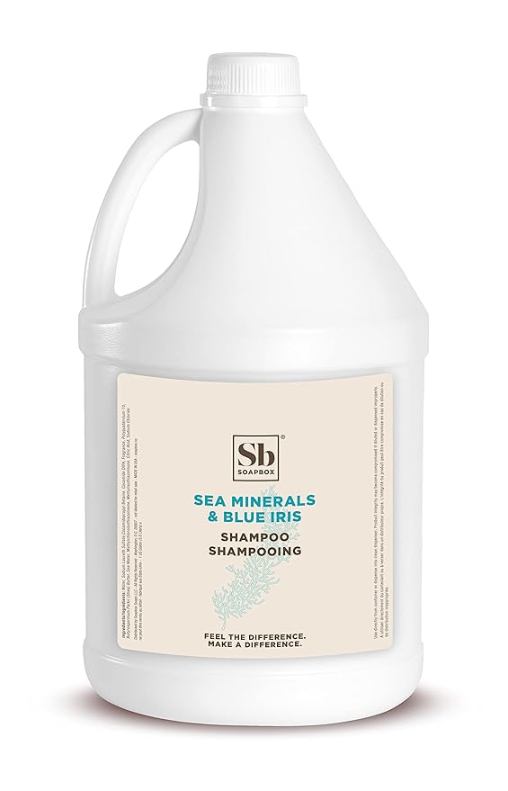 Soapbox Sea Minerals & Blue Iris Shampoo, Vegan, Color Safe, Harsh Harsh Sulfate Free & Silicone Free Hair Shampoo Refill for Home & Professional Use - Gallon Size-Velvo Beauty