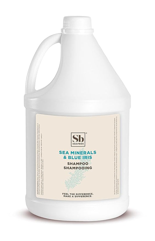 Soapbox Sea Minerals & Blue Iris Shampoo, Vegan, Color Safe, Harsh Harsh Sulfate Free & Silicone Free Hair Shampoo Refill for Home & Professional Use - Gallon Size-Velvo Beauty
