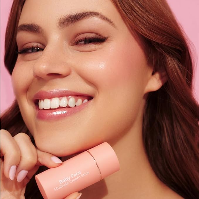 MCoBeauty Baby Face Multi-Use Cream Stick, Kitty Coral Pearl Shade, Silky Smooth, Buildable Blush for Eyes, Lips & Cheeks, Vegan, Cruelty Free Cosmetics-Velvo Beauty