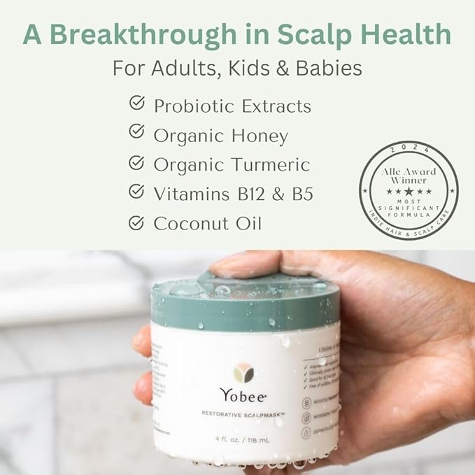 Yobee Restorative Scalp Mask - Dry Scalp Treatment Hair Mask - Probiotic Extracts, Organic Honey, Turmeric, Vitamin B12 - Natural Dry, Itchy, Sensitive Scalp and Dandruff Relief - for Adults, 4 fl oz-Velvo Beauty