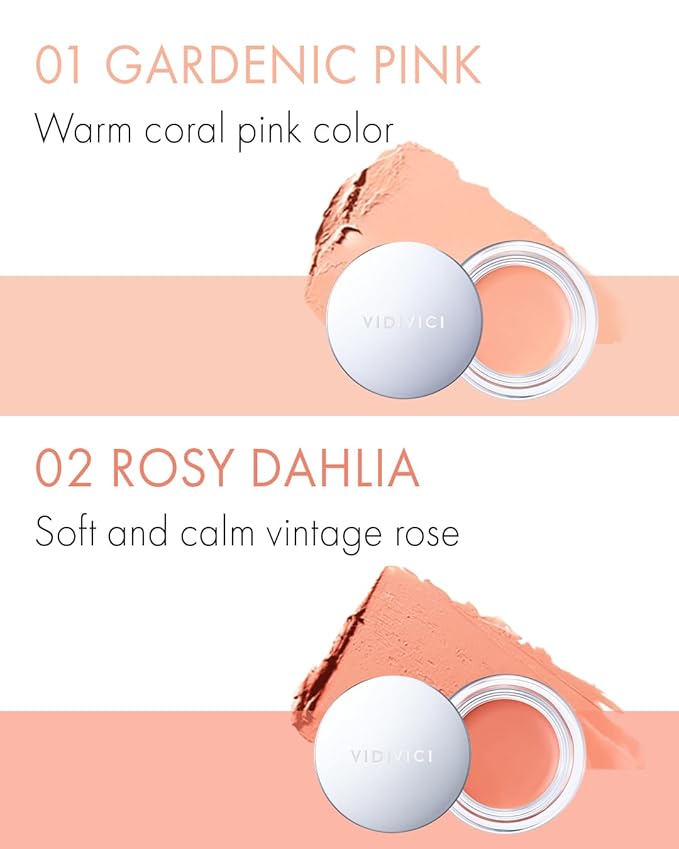 VIDIVICI Millennial Glow Cream Blush 02 Rosy Dahlia - Creamy Face Cheek Blusher for Smooth & Silky Skin - Soft Satin Finish with Natural Color - For Fair to Light Skin Tone, 0.21 oz.-Velvo Beauty