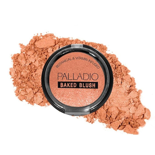 Palladio Baked Blush, Highly Pigmented Shimmery Formula, Easy to Blend & Highly Buildable, Apply Dry for a Natural Glow or Wet for a Dramatic Luminous Look, Long Lasting for All day Wear, Cho-Au-Lait-Velvo Beauty