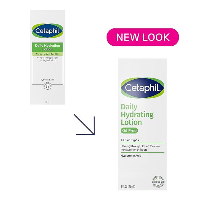 Cetaphil Daily Hydrating Lotion for Face, With Hyaluronic Acid, 3 fl oz, Lasting 24 Hour Hydration, for Combination Skin, No Added Fragrance, Non-Comedogenic-Velvo Beauty