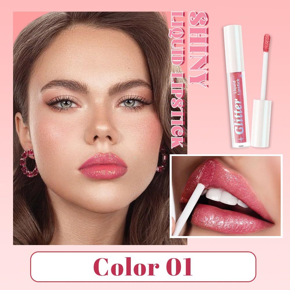 Nude Pink Metallic Lipstick for Women,Lightweight Glitter Sparkling Liquid Lipsticks,Shimmer Lip Gloss Stain Long Lasting Waterproof Smudge Proof Non-Drying 24 Hour Full Coverage Lip Makeup,Vegan-Velvo Beauty