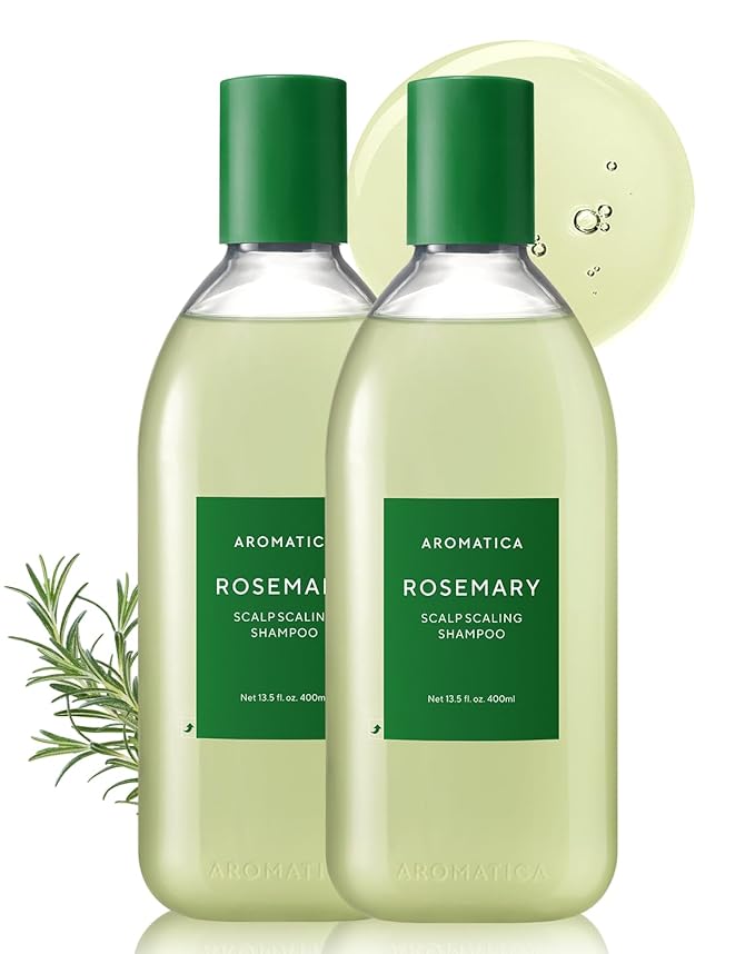 AROMATICA Rosemary Scalp Scaling Shampoo (2 packs) - Korean Hair Care with Thinning Hair Loss Natural Rosemary Essential Oil for Women Hair Growth - Free from Sulfate, Silicone, and Paraben (13.53 oz)-Velvo Beauty