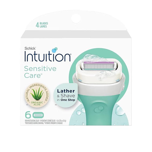 INTUITION Schick Refill, Razors for Women Sensitive Skin | Intuition Razor Blades Refill with Organic Aloe, Razor Refills , 6 Count (Pack of 1)-Velvo Beauty