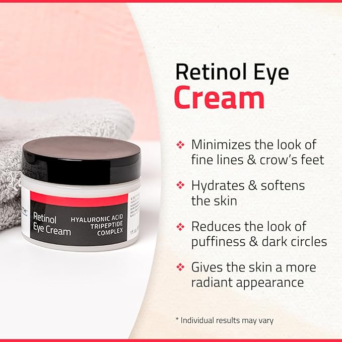 YEOUTH Retinol Eye Cream with Hyaluronic Acid, Hydrating Under Eye Cream for a Refreshed Appearance, Retinol Cream for Face, Eye Care 1oz-Velvo Beauty