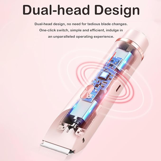 Bikini Trimmer for Women, 2 in 1 Dual Head Bikini Shaver, IPX7 Waterproof Wet and Dry Dual Use Eletctric Razors, USB-C Rechagreable Body Shaver for Public Hair, Silk Skin, Facial and Body-Velvo Beauty