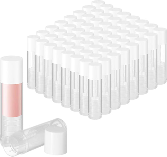 Maitys 64 Pcs Lip Balm Tubes 5 ml Empty Lip Gloss Balm Containers Refillable Rotatable Plastic Lipstick Tubes DIY Lip Gloss Holder for DIY Cosmetic (Clear)-Velvo Beauty