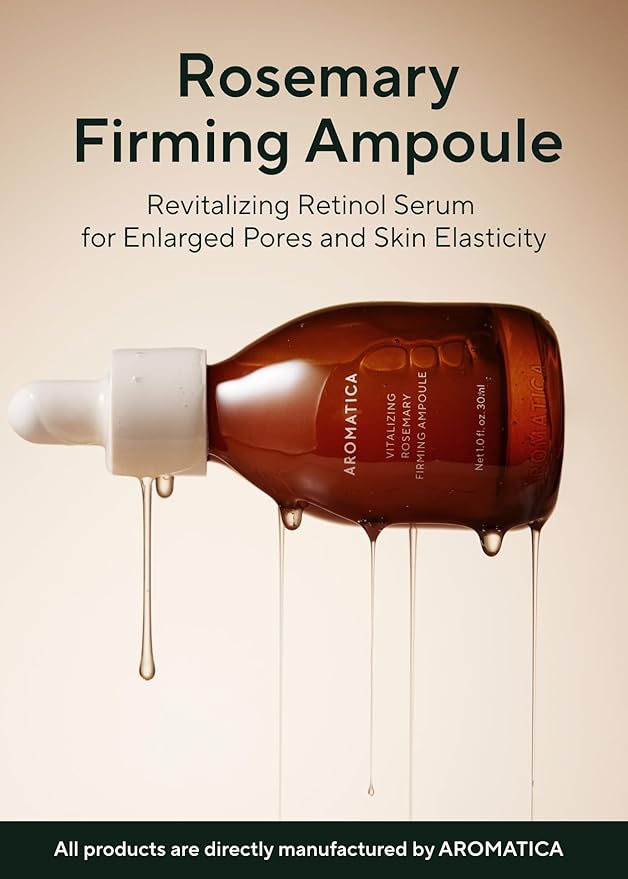 AROMATICA Vitalizing Rosemary Firming Ampoule Serum 30ml - Skin Revitalizing Retinol Serum for Face, Moisturizing & Strengthening Skin Barrier-Velvo Beauty