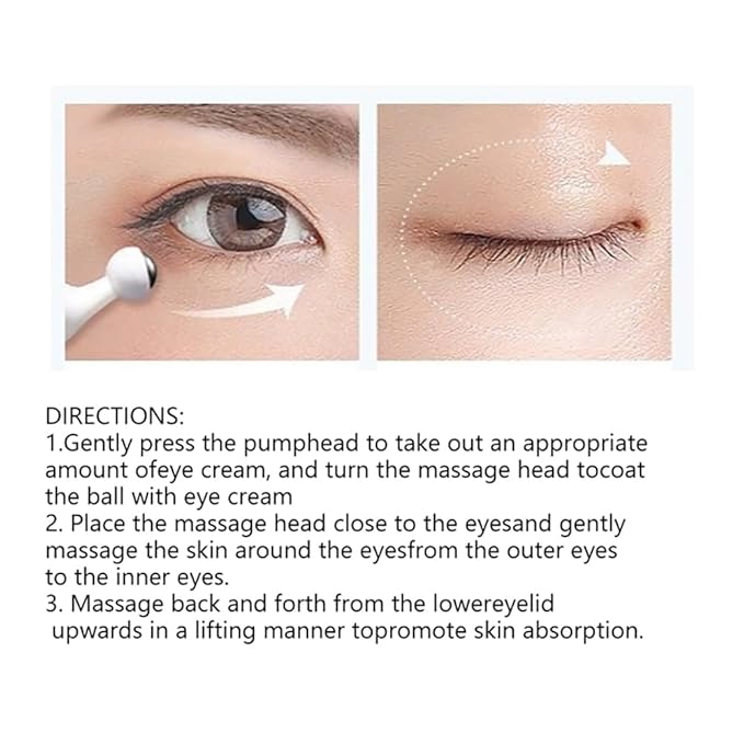 Snail Peptide Eye Cream Non-Sticky Snail Mucin Eye Care Hydrating Essence with 360° Massage Ball for Reducing Dark Circles/Puffiness/Fine Lines, Moisturizing, Firming, Adding Skin Elasticity-Velvo Beauty