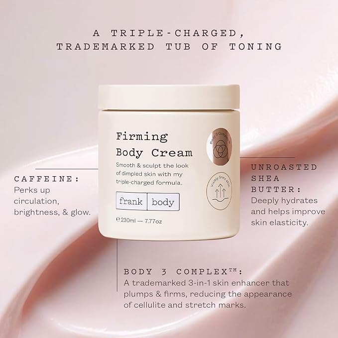 frank body Firming Body Cream | Caffeine & BODY 3 COMPLEX™ to Help Reduce the Look of Dimpled Skin & Stretch Marks | Vegan, Cruelty-Free, Hyper-Hydrating | 200ml-Velvo Beauty