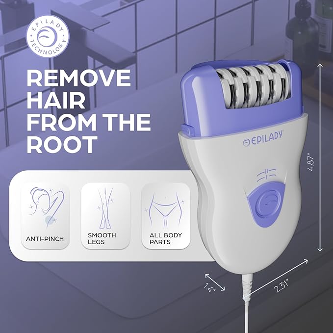 Epilady Speed Corded Epilator for Women | Compact Hair Removal Device for Arms, Legs, Underarms & Bikini Area, Epilators Hair Removal for Women-Velvo Beauty