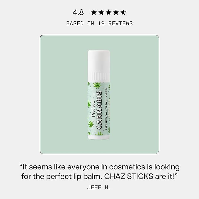 DedCool Lip Balm Stick (Cannabis) Jumbo, Vegan, Flavored, Coconut Oil Lip Balm, Long Lasting, Moisturization, Hydrates Dry & Chapped Lips, Vegan, Natural, Clean, Non-Toxic, Fragrance For All-Velvo Beauty