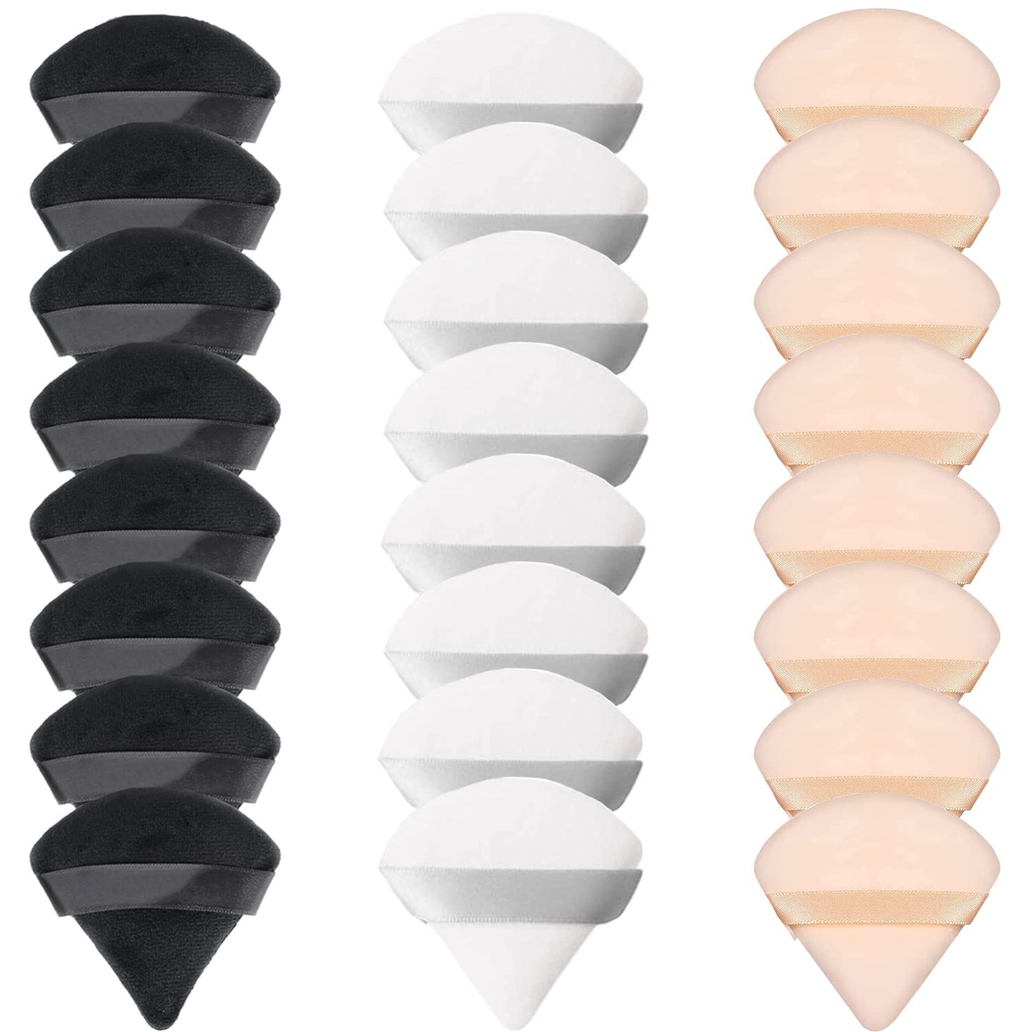 24 Pieces Powder Puff, Triangle Makeup Puff Cotton Powder Face Washable Body Powder Puff for Loose Powder Body Cosmetic Foundation Sponge Makeup Tool (8B8W8N)-Velvo Beauty