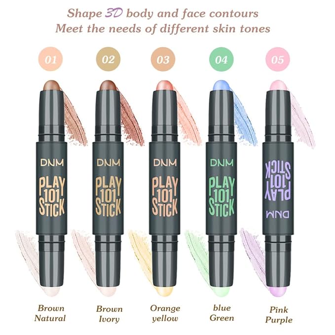 5Pcs Cream Contour Sticks Makeup Kit,Primer Face Makeup Highlighter Stick Contouring Makeup Kit for Beginners,Highlight and Contour Kit,Cream Concealer Makeup Blur Stick-Velvo Beauty