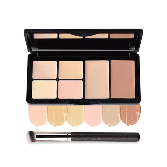Color Corrector Palette Concealer Contour Palette Natural Brighten Long Lasting Highlighter Correcting Concealer Cream Foundation Palette For Flawless Skin Tone (Set B + Brush #270)-Velvo Beauty