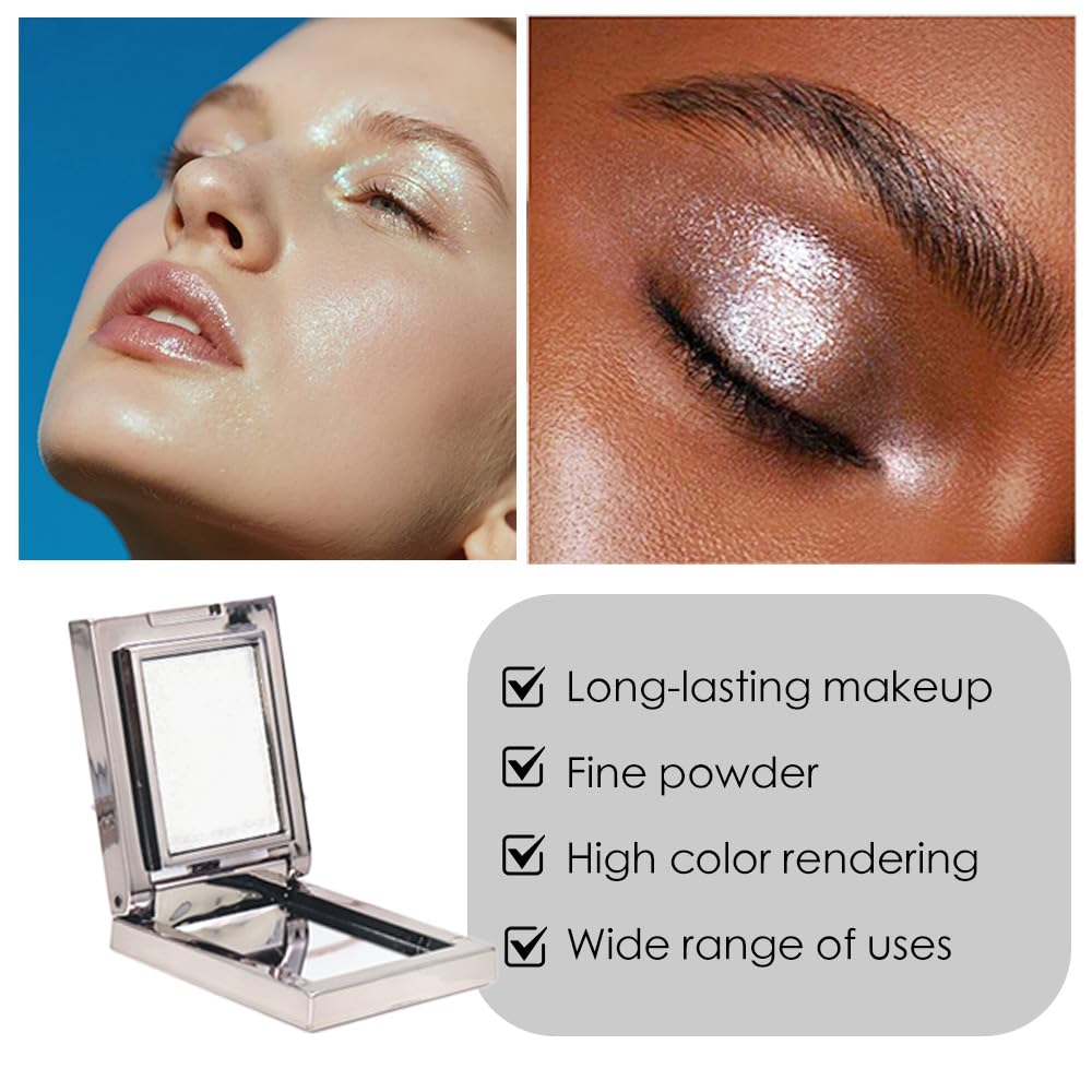 Pearl White Shimmer Single Eye Shadow Palette Makeup with Mirror,eutral Powder Monochrome Eyeshadow for Older Women,Waterproof Long Lasting Naturing-Looking sombras para ojos-Velvo Beauty
