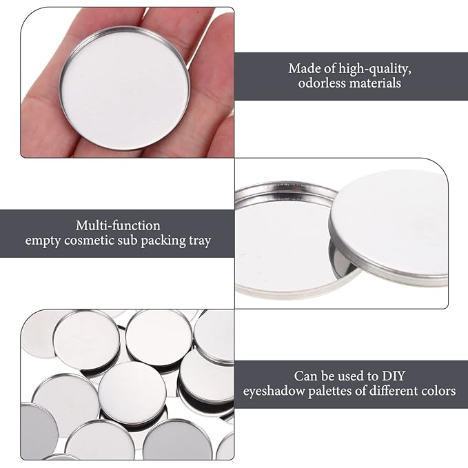 20pcs Metal Makeup Eyeshadow Jars Pan Palettes Tin Lipstick Foundation Single Holder Watercolor Eye Tray Steel Round Blush Pans Magnetic Cosmetic Plate Empty Pigment for-Velvo Beauty