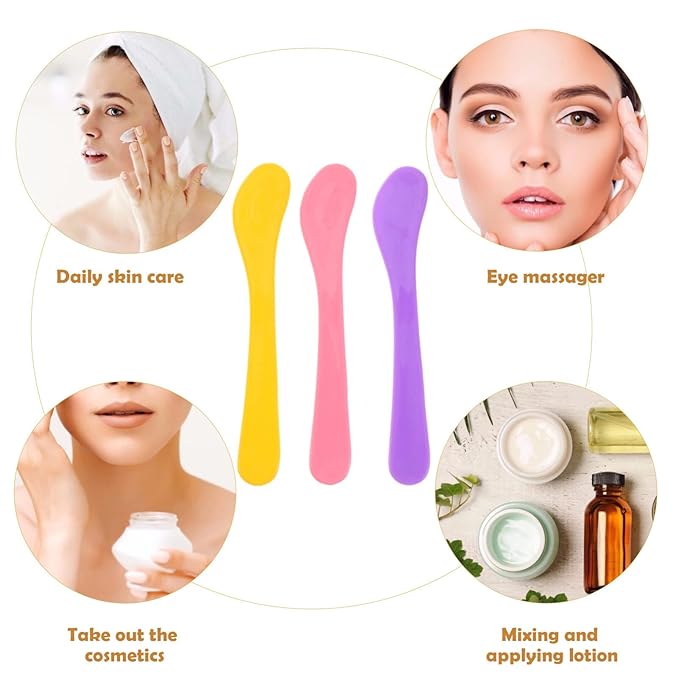Healifty 10 Pcs makeup spatula plastic makeup DIY Accessories Facial Cream Spatulas Cream Spoon DIY Makeup Spatula small spoons Spatula Premium makeup spatula tool 15c cosmetic applicator-Velvo Beauty
