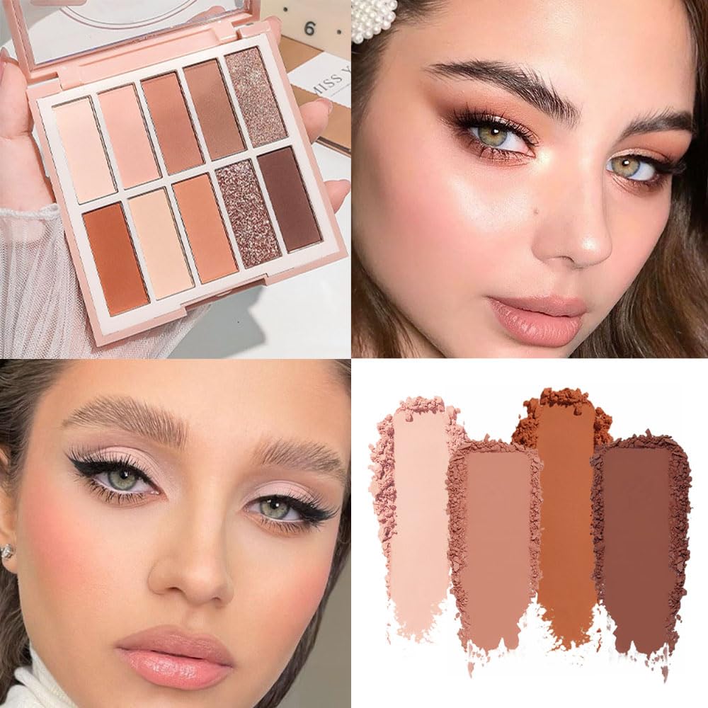 Neutral Nude Eye Shadow Palette,Matte Nude Pink Light Color Cream Eyeshadow Palette,Make Up Pallets for Women Natural Eyeshadow for Eyes Long Lasting Naturing-Looking-Velvo Beauty