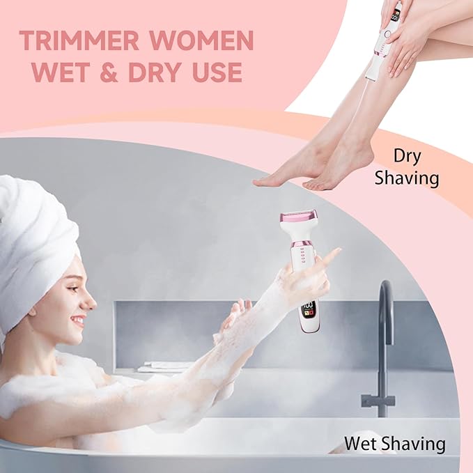 Electric Razor Shavers for Women 5 in 1 Electric Shaver for Women,Cordless Replaceable Facial Eyebrow Razors & Nose Hair Trimmer, Wet Dry Bikini Trimmer Pubic Hair Removal Gifts for Womens 3028A White-Velvo Beauty