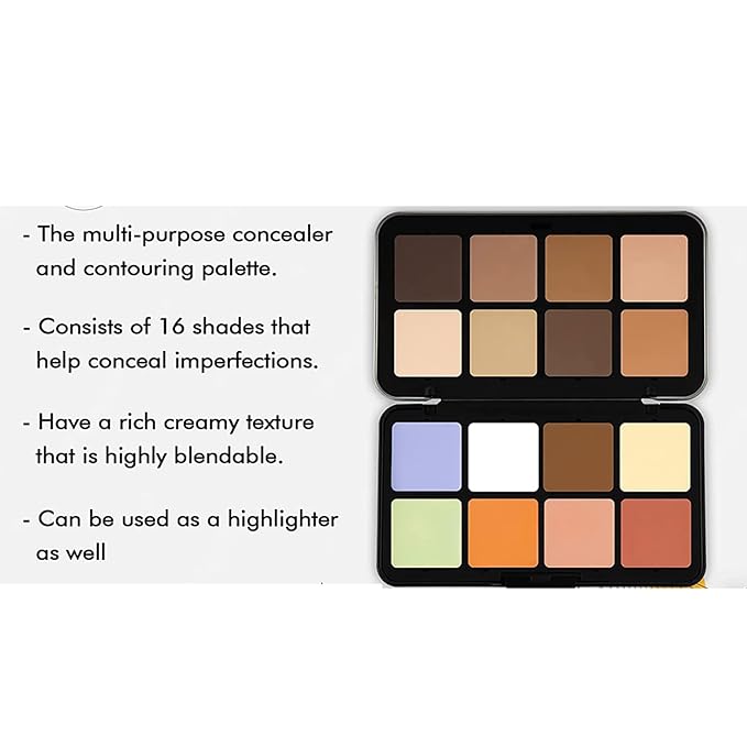 Color Correcting Concealer Palette, Contouring Foundation Creamy Contour Multi-Palette with 8 Makeup Brush Set for Foundation Powder Concealers Eyeshadows Blush Makeup, Vegan, Cruelty Free-Velvo Beauty