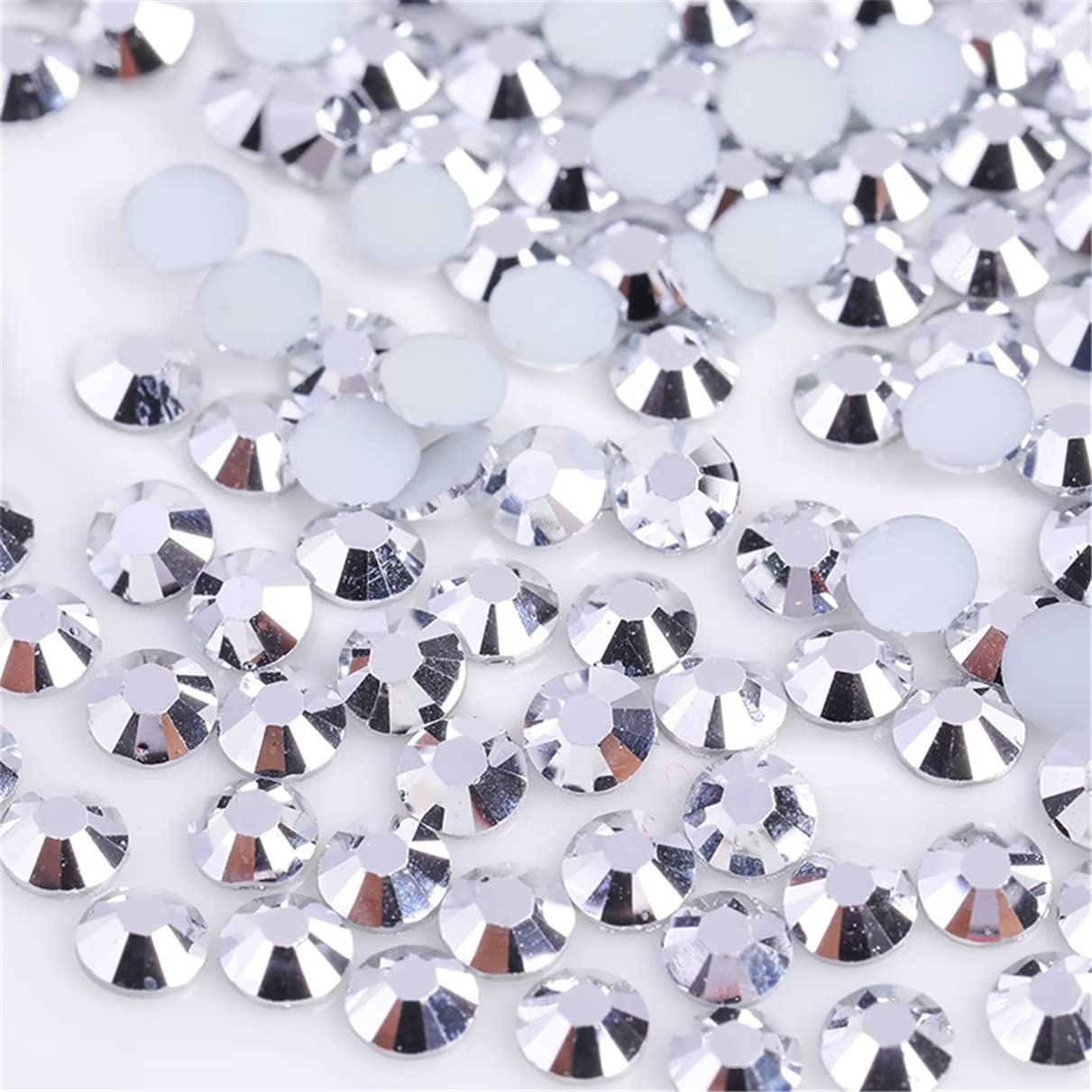 1000 Pieces SS20 5mm Flatback Rhinestones Clear Glass Round Gems Crystals for Nail Art DIY Crafts Clothes Shoes Bags (Silver)-Velvo Beauty