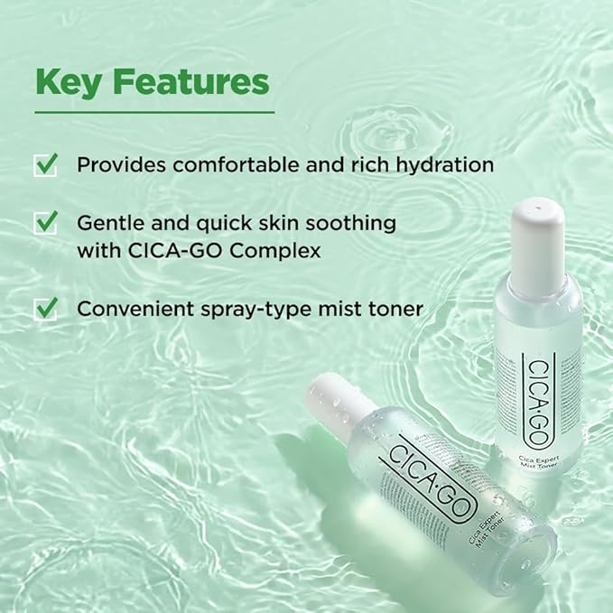 CICA Expert Mist Toner, Alcohol-Free Soothing Facial Mist for Sensitive Skin, Hydrating & Calming Korean Skin Care (5.07 fl.oz/150ml)-Velvo Beauty