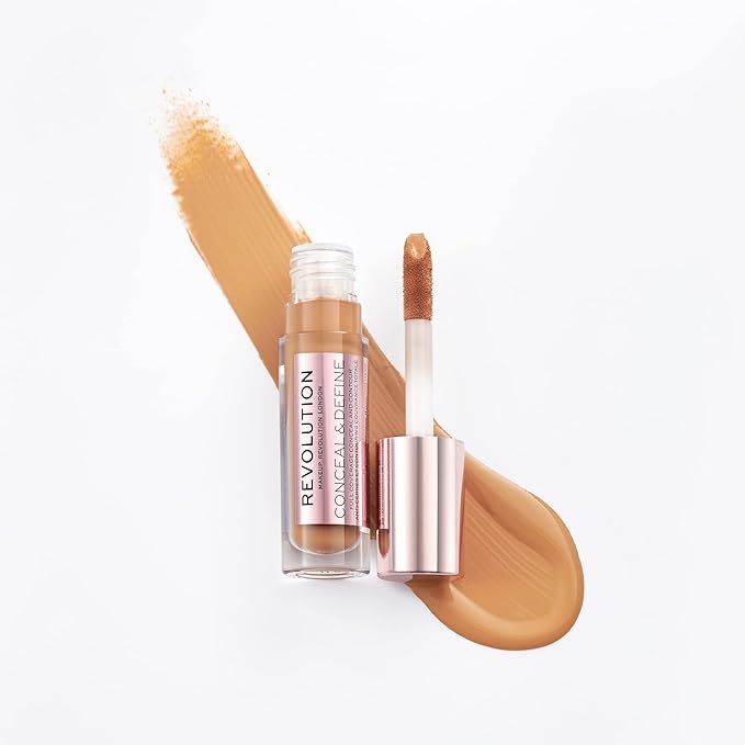 Makeup Revolution Conceal and Define Concealer, Full Coverage & Matte Finish, C11.5 for Medium/Tan Skin Tones, Vegan & Cruelty-Free, 0.7 Fl Oz-Velvo Beauty