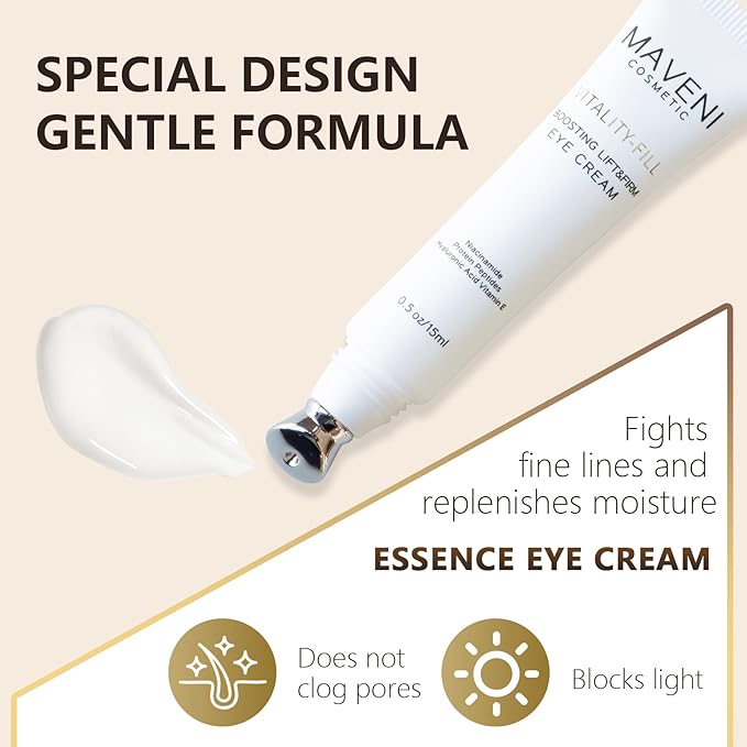 Vitality-Fill Boosting Eye Cream, Natural Anti Aging Under Eye Cream Lift & Firm,Reduce Wrinkles,Fine Lines,and Under Eye Bags,Dark Circles Under Eye Cream-Velvo Beauty