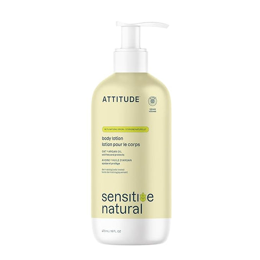 ATTITUDE Body Lotion for Sensitive Skin with Oat, EWG Verified, Dermatologically Tested, Vegan, Argan Oil, 16 Fl Oz-Velvo Beauty