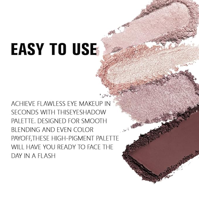 Kaely Powder Eyeshadow Quad, Pearl Mauve Glitter Shimmer Eyeshadow Palette Makeup, Neutral Eye Shadow Palette for Older Women Pigmented Waterproof, sombras para ojos, Blendable, Cruelty-free, 11-Velvo Beauty