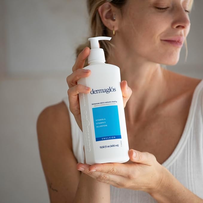 Dermaglos Moisturizing Body Lotion for Dry Skin with Extra Vitamin A, Vitamin E & Allantoin | Regenerating Lightweight Moisturizer for Stretch Marks, Tattoos Aftercare, Scars & Wrinkles | 13.52 Fl Oz-Velvo Beauty