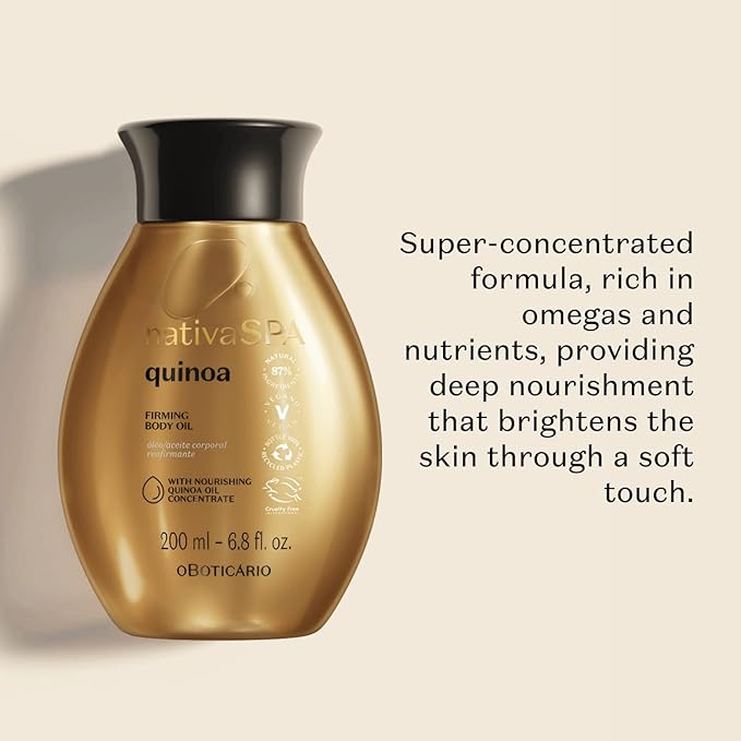 Nativa SPA by O Boticario Quinoa Hydrating Body Oil, Soft and Healthy Skin, 6.8 oz. (200 ml)-Velvo Beauty